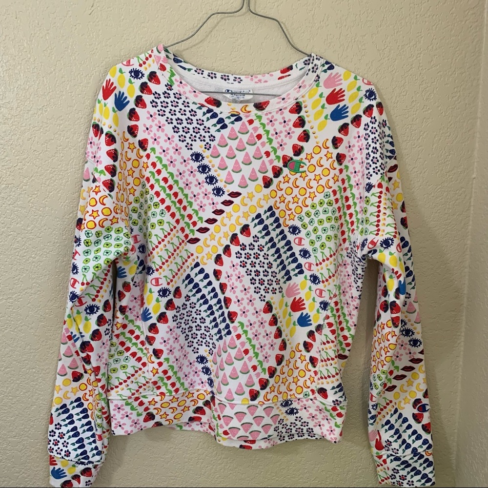 Champion x Susan Alexandra Multicolor Crewneck Sweatshirt - Pink, Yellow, Green - Picture 7 of 12